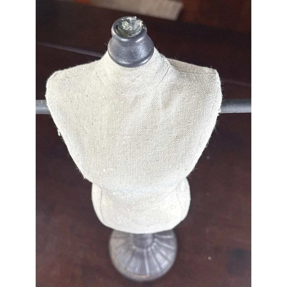 Vintage Style Burlap Mini Dress Form Jewelry Display Stand with Arms 18